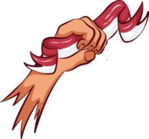 Hand Holding Indonesian Flag Ribbon special Indonesian Independence Day png