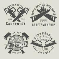 Set of Vintage Timberwork Carpentry Service Badge Logo, Labels, and Emblems. vector