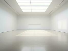 Empty white modern room interior with glass roof photo