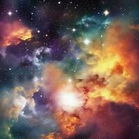 resumen antecedentes de un vistoso espacio cielo con nebulosa y estrellas - generativo ai foto