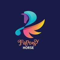 Fantasy Horse Unicorn Mystical Legend Logo vector