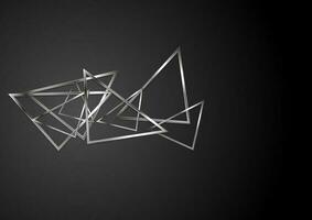 Abstract silver metallic triangles on black background vector