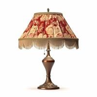 Vintage country style antique table lamp with a beautiful lampshade design isolated on white background, interior design and cottage home decor, post-processed, photo