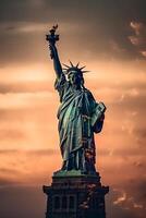 famoso estatua de libertad, nuevo York ai generado foto