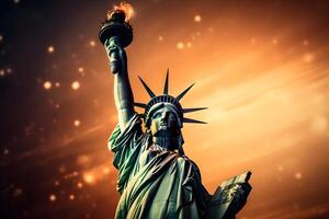 famoso estatua de libertad, nuevo York ai generado foto