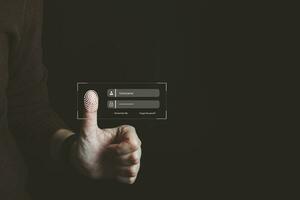 verificación de información con huella dactilar escáner, 2 factor autenticación, alto seguridad para iniciar sesión acceso información, Internet seguridad, en línea financiero transacción, 2 pasos verificar foto