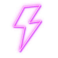 Retro 90s neon lightning shape element png