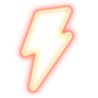 Retro 90s neon lightning shape element png