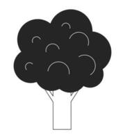 Fresh broccoli flat monochrome isolated vector object. Organic vegetable. Editable black and white line art drawing. Simple outline spot illustration for web graphic design