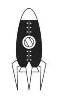 Rocket monochrome flat vector object. Editable black and white thin line icon on white background. Flying starship for space research. Simple cartoon clip art spot illustration for web graphic design