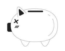 cerdito banco monocromo plano vector objeto. editable negro y blanco Delgado línea icono en blanco antecedentes. ahorro dinero. sencillo dibujos animados acortar Arte Mancha ilustración para web gráfico diseño