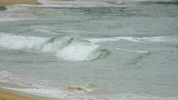 vue de vagues rupture dans une sablonneux plage. été plage à phuket île, Thaïlande video