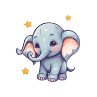 mignonne l'éléphant avec étoiles mascotte conception png