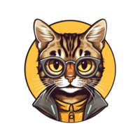 hipster atigrado gato mascota icono diseño mano dibujado png