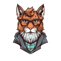 hipster lynx dier met bril hand- getrokken stijl png
