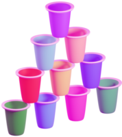 3D model water cups made of plastic on transparent background png