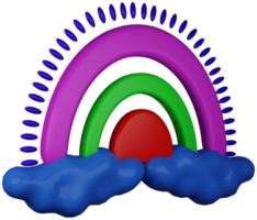 3d illustratie geven regenboog in wolken speelgoed- veelkleurig Aan transparant achtergrond png