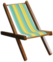 3D model of a wooden deck chair toy on a transparent background png