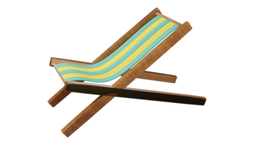 3D model of a wooden deck chair toy on a transparent background png