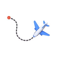 Aircraft flight path 3d icon. Airplane flight path with dotted line png