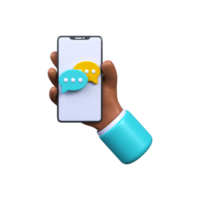 Online chat. Messaging with phone, 3d render png