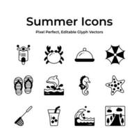 traer el alegría de verano a tu proyectos con un encantador surtido de playa inspirado íconos vector