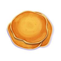 Pancake top view in cartoon style isolated on white background. Circle dessert, breakfast. . Vector illustration