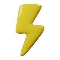 Thunder lightning 3d render icon for web and apps. Vector illustration isolated on white background with glossy effect