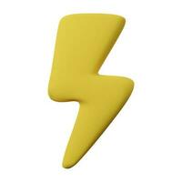 Thunder lightning 3d render icon for web and apps. Vector illustration isolated on white background