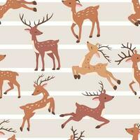 Cute Reindeer In The Garden Seamless Pattern vector