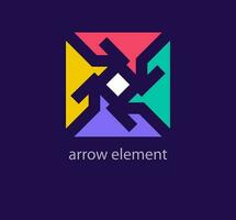 Creative arrow sign logo design. Unique design color transitions. Unique arrow element shape logo template. vector