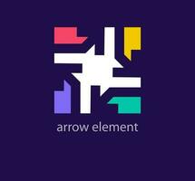 Creative arrow sign logo design. Unique design color transitions. Unique arrow element shape logo template. vector