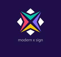 Modern cross direction sign logo design. Unique design color transitions. Unique geometric x logo template. vector