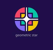 Creative geometric star logo design. Unique design color transitions. Unique round star shape logo template. vector