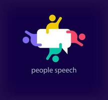 People team logo around creative speech. Unique color transitions. Unique teamwork speech logo template. vector