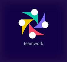 Creative teamwork logo. Unique color transitions. Unique connected team logo template. vector