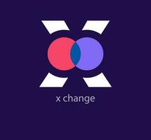 Creative x inside change logo. Unique color transitions. Unique digital x logo template. vector