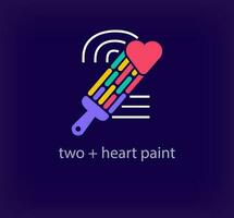 Creative number 2 heart paint logo. Unique color transitions. Unique linear letter a coloring number 2 logo template. vector