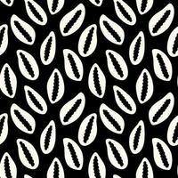 Seamless pattern beige seashells on a black background. Sea beach stylish minimalist pattern. vector