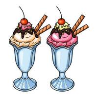 ICE CREAM WITH LOTS OF TOPPINGS vector