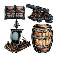 Items Used by Pirates at Sea vector