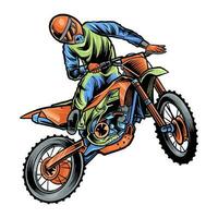 motocross volador en el cielo vector