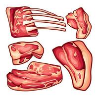cortes de carne en varios formas vector