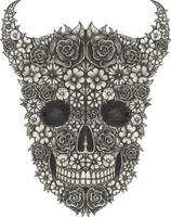 Surreal devil skull hand drawing and make graphic vector. vector