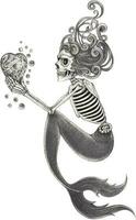 Mermaid skull. Hand drawing and make graphic vector. vector