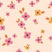 Abstract floral pattern. Vector seamless texture with small stylised flowers. Ditsy field background