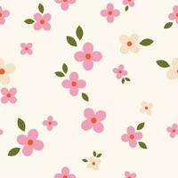 Abstract floral pattern. Vector seamless texture with small stylised flowers. Ditsy field background