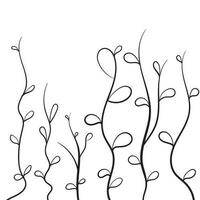 Silhouettes of branches with leaves. Hand drawn vector illustration.