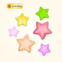 Set of 3d colorful stars. Vector illustration for your design. Eps 10