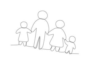 Four children holding hands vector